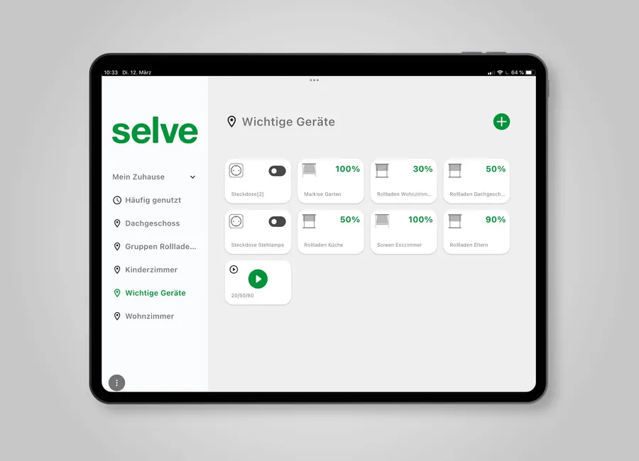 SELVE Home 3 App na tabletu